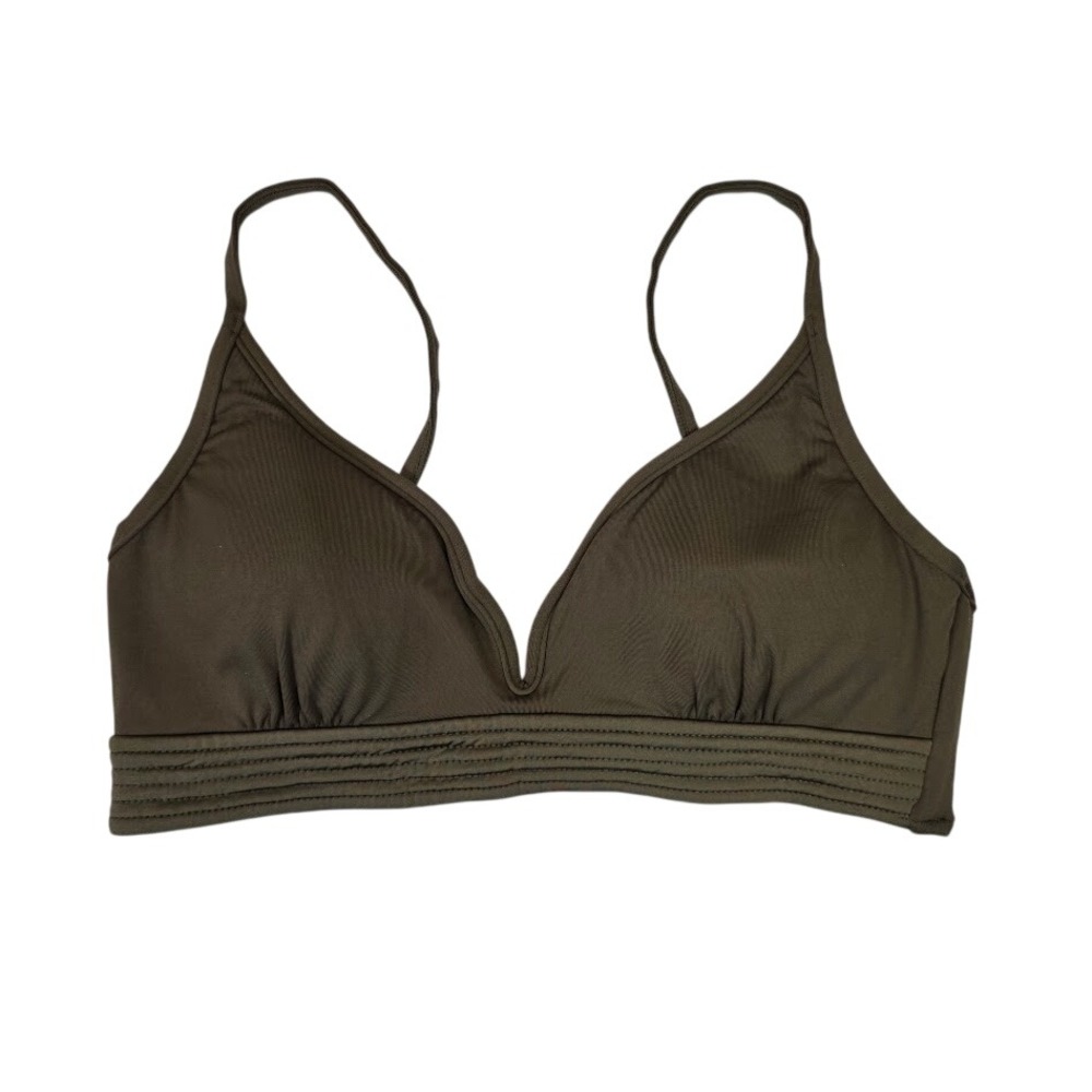 Seafolly Women US 10 Quilted Bralette Bikini Top Dark Olive Green 31005-065 NEW